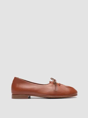 Family Out OLIVER 102 - Brown Leather Ballerina Shoes