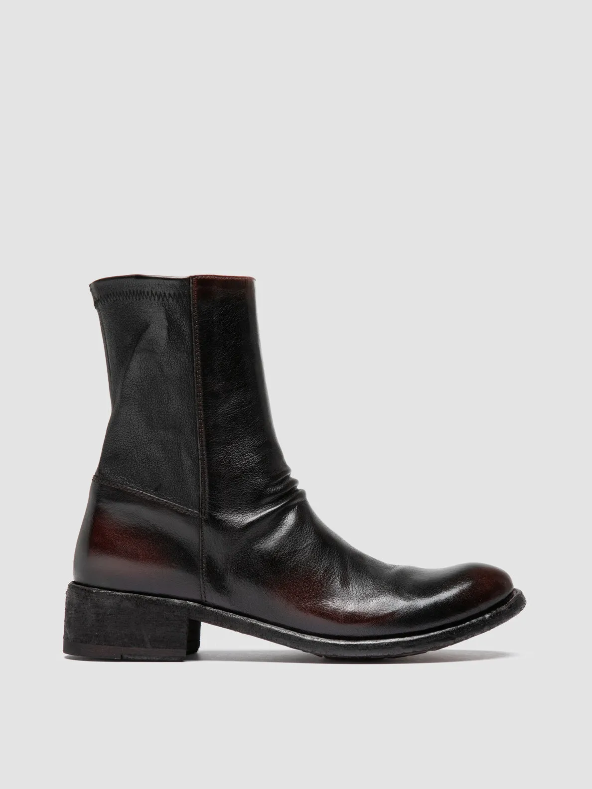 LISON 041 - Burgundy Leather Ankle Boots All weather