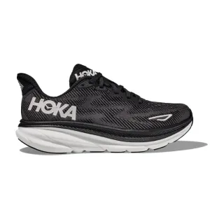 HOKA Men's Clifton 9 Wide Black/White heel - cushion shoes