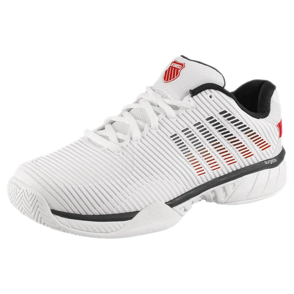 K-Swiss Men's Hypercourt Express 2 - 2E Width - White/Mars Red Soft Flex Strong Traction