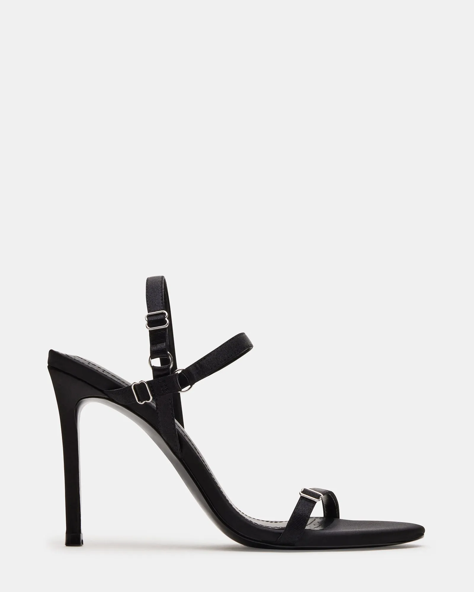 TANA BLACK SATIN Wide Heel Pumps Comfortable Sandals