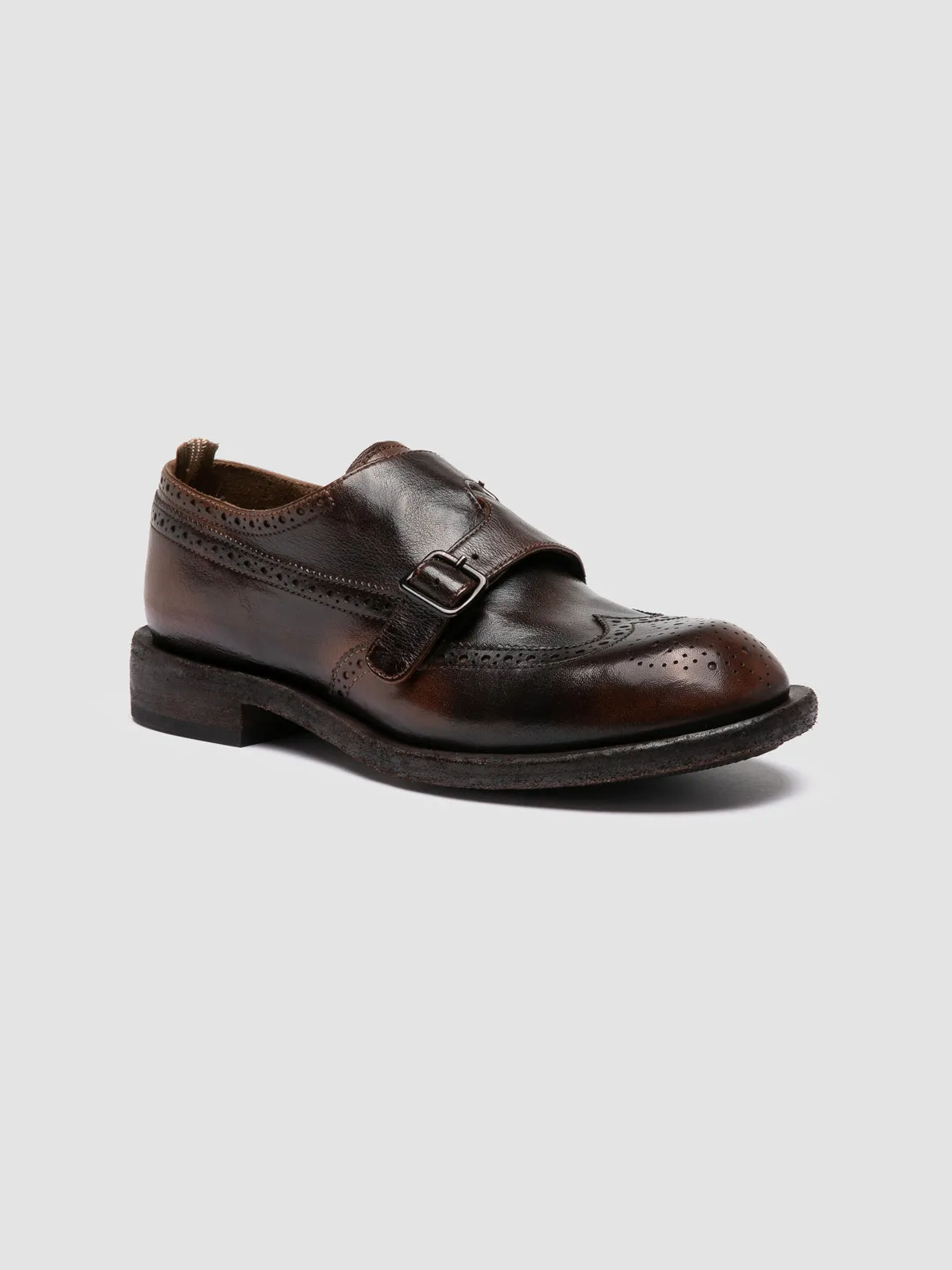 Leaf Walk Hold Hike RUGGED 112 - Brown Leather Monk Shoes