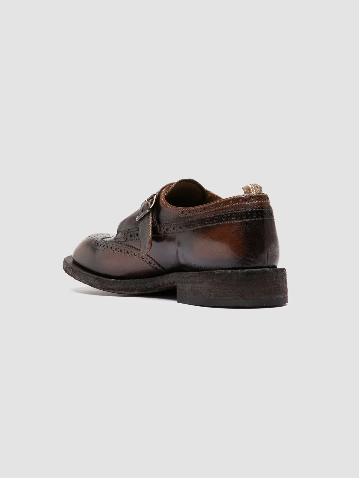 RUGGED 112 - Brown Leather Monk Shoes Trendy Design Dirt Hike