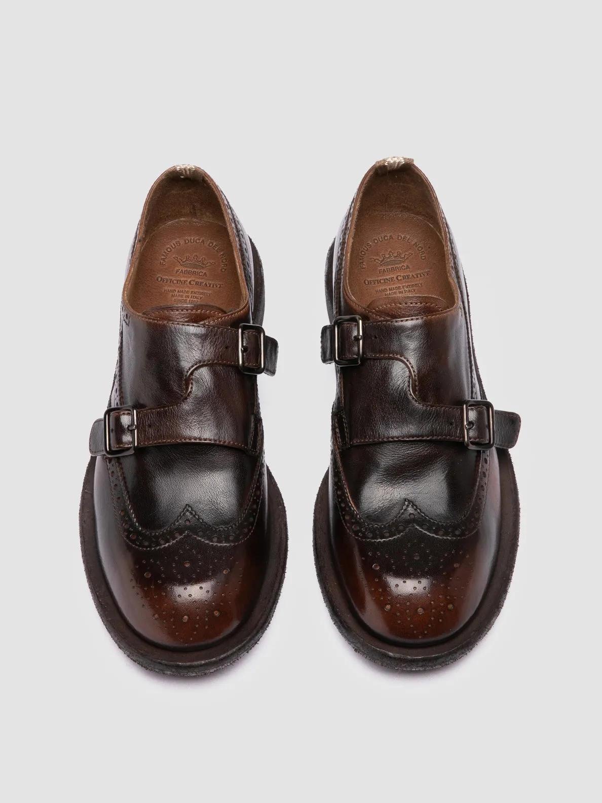 RUGGED 112 - Brown Leather Monk Shoes Mountain Hike