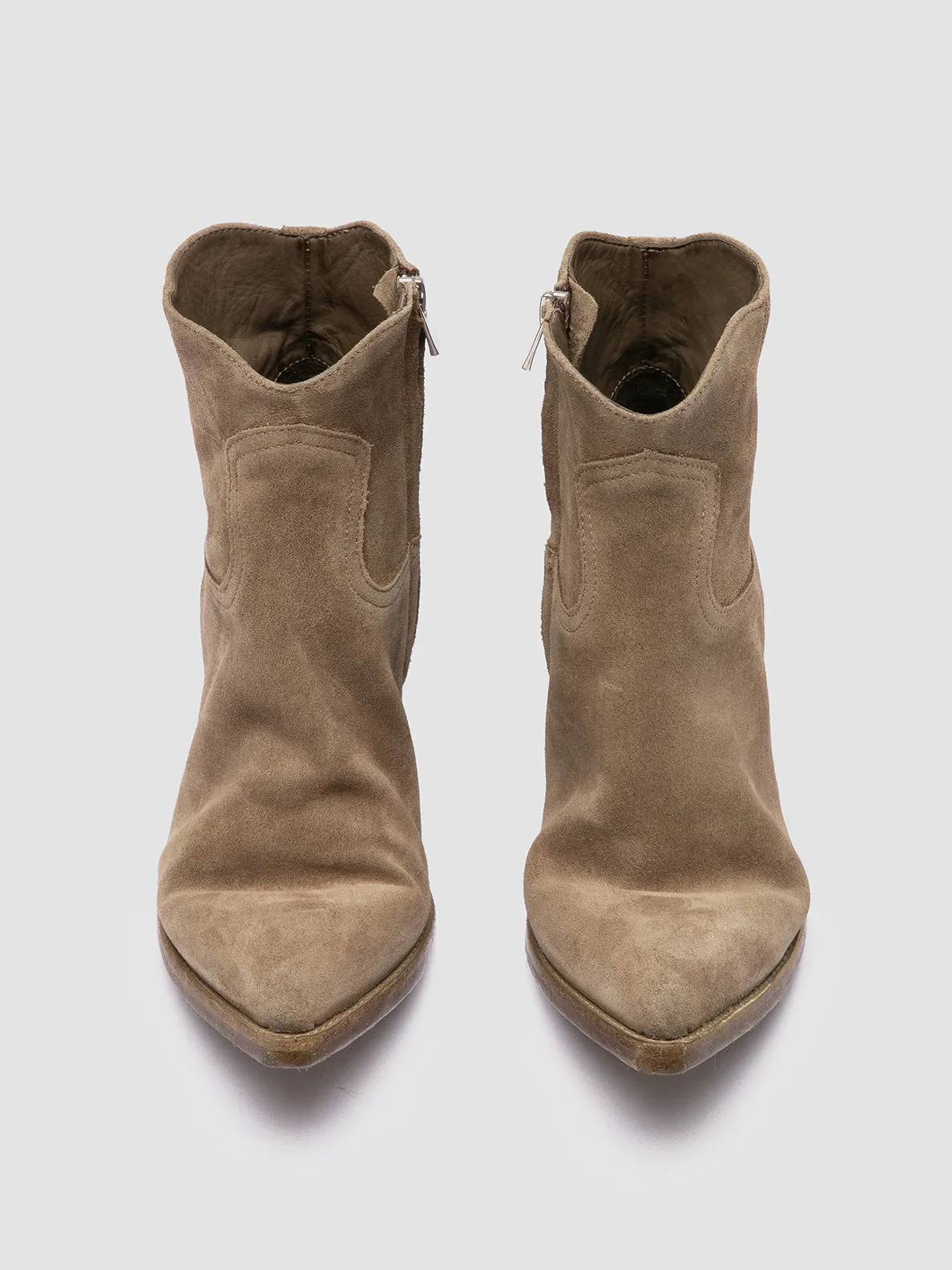 WANDA DD 103 - Taupe Suede Zip Boots Toe Space Peak Jog