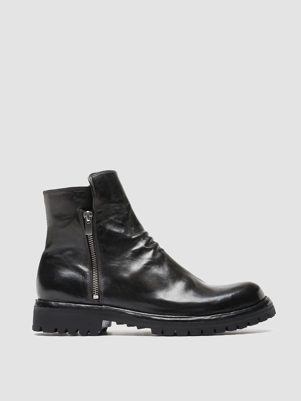 Rubberized Finish Mesh Lining IKONIC 004 - Grey Leather Zip Boots