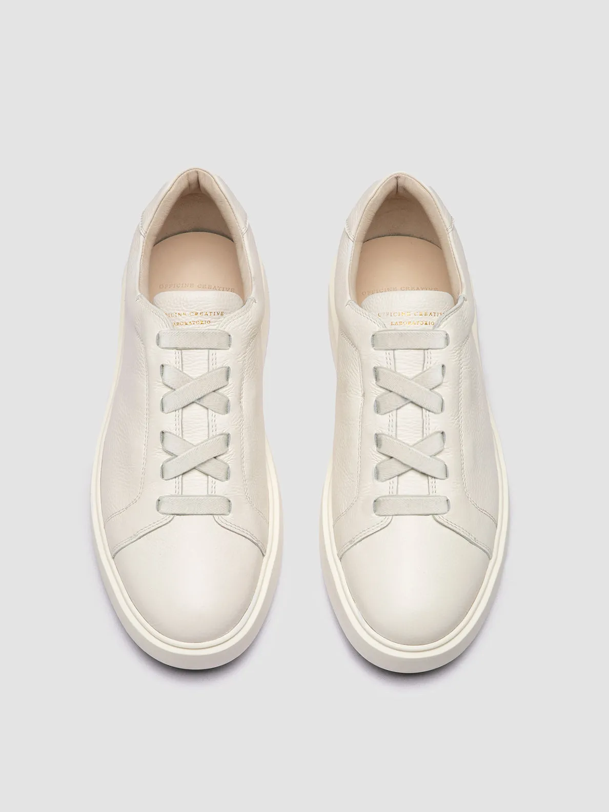 SLOUCH 001 - White Leather Low Top Sneakers Gym Shoes