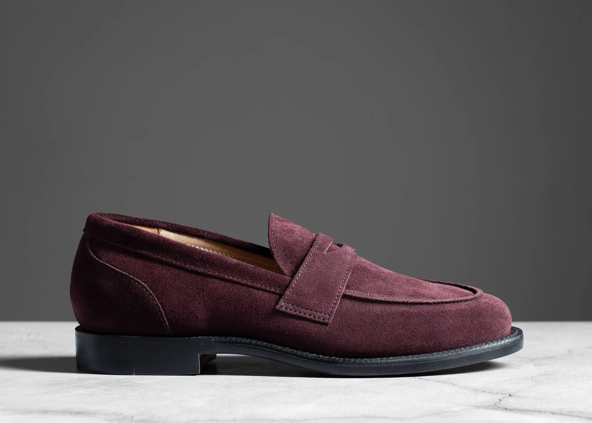 Clara Penny Loafer Berry Suede Simple Care Clear Move