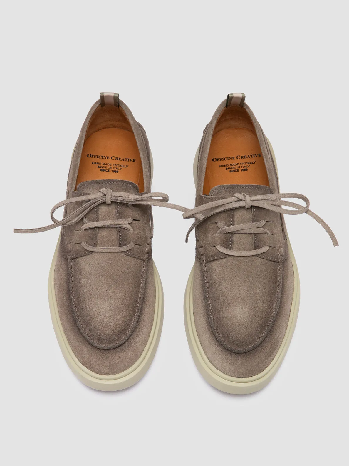 BONES 013 - Grey Suede Boat Shoes Padded Tongue Sporty Vibe