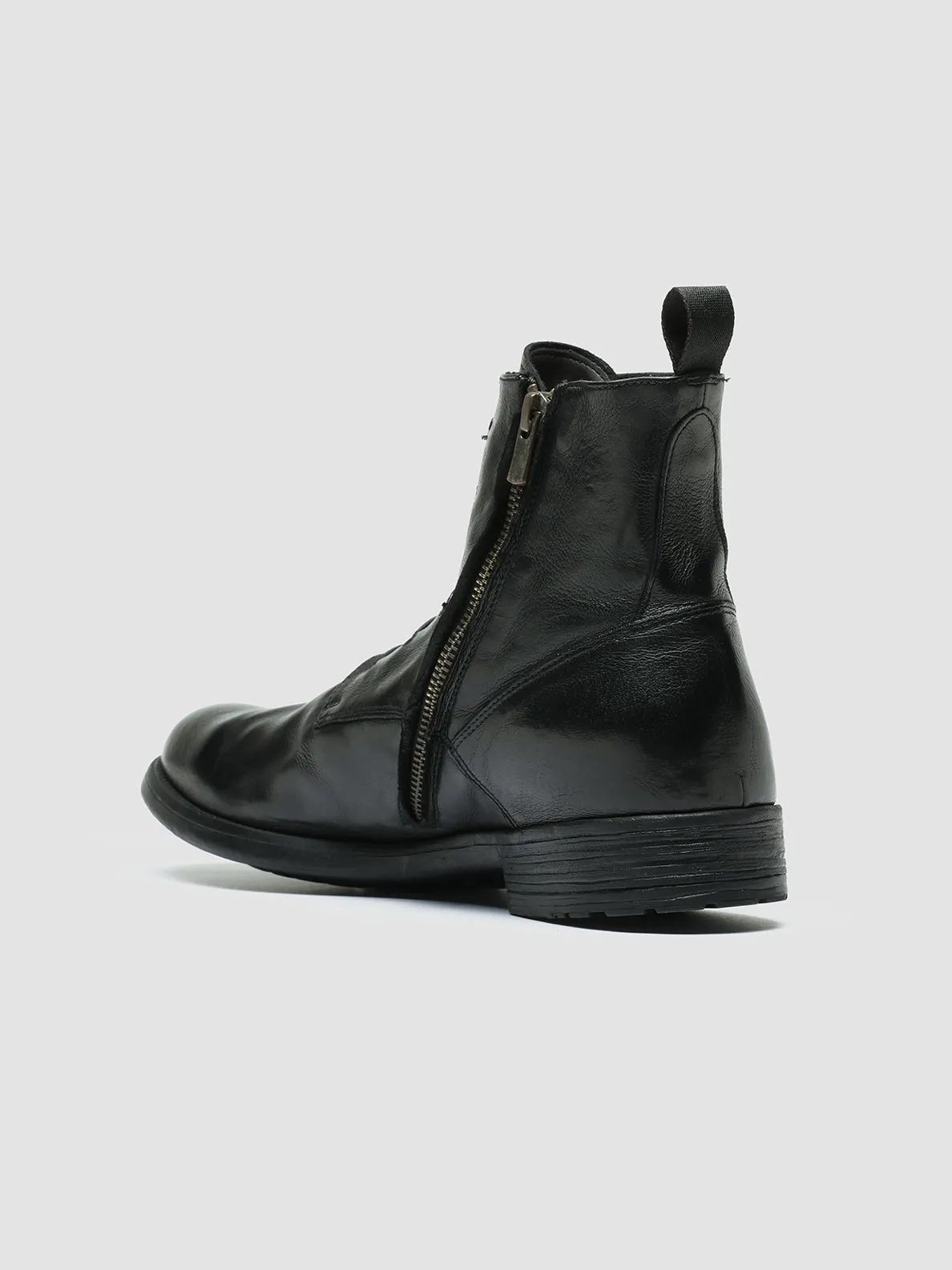 HIVE 051 - Black Leather Zip Boots Soft Padding Weather Ready