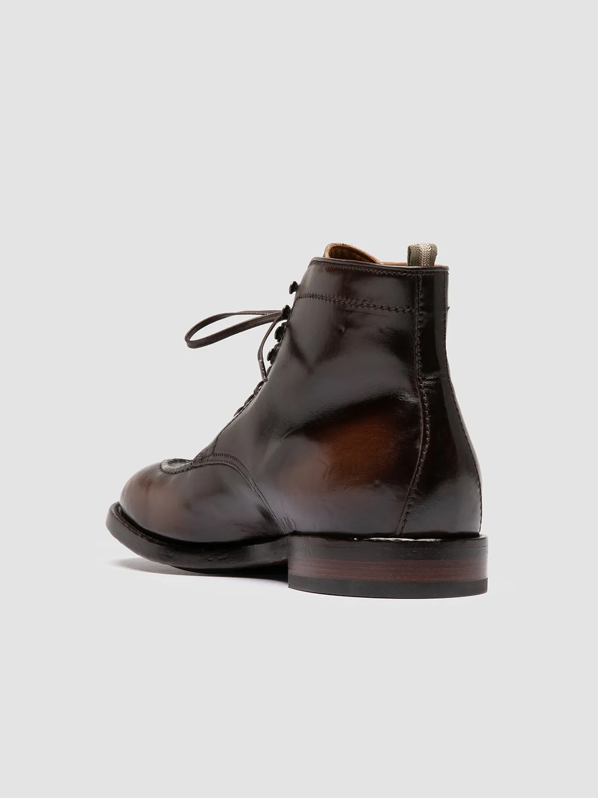 Supportive Fit Glam silhouette TEMPLE 006 - Brown Leather Lace-up Boots