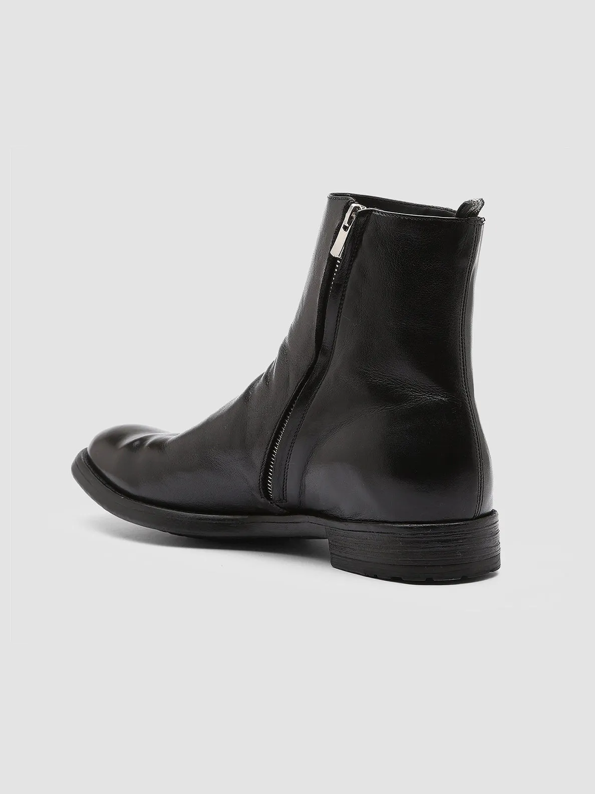 HIVE 010 - Black Leather Boots Stylish Sole