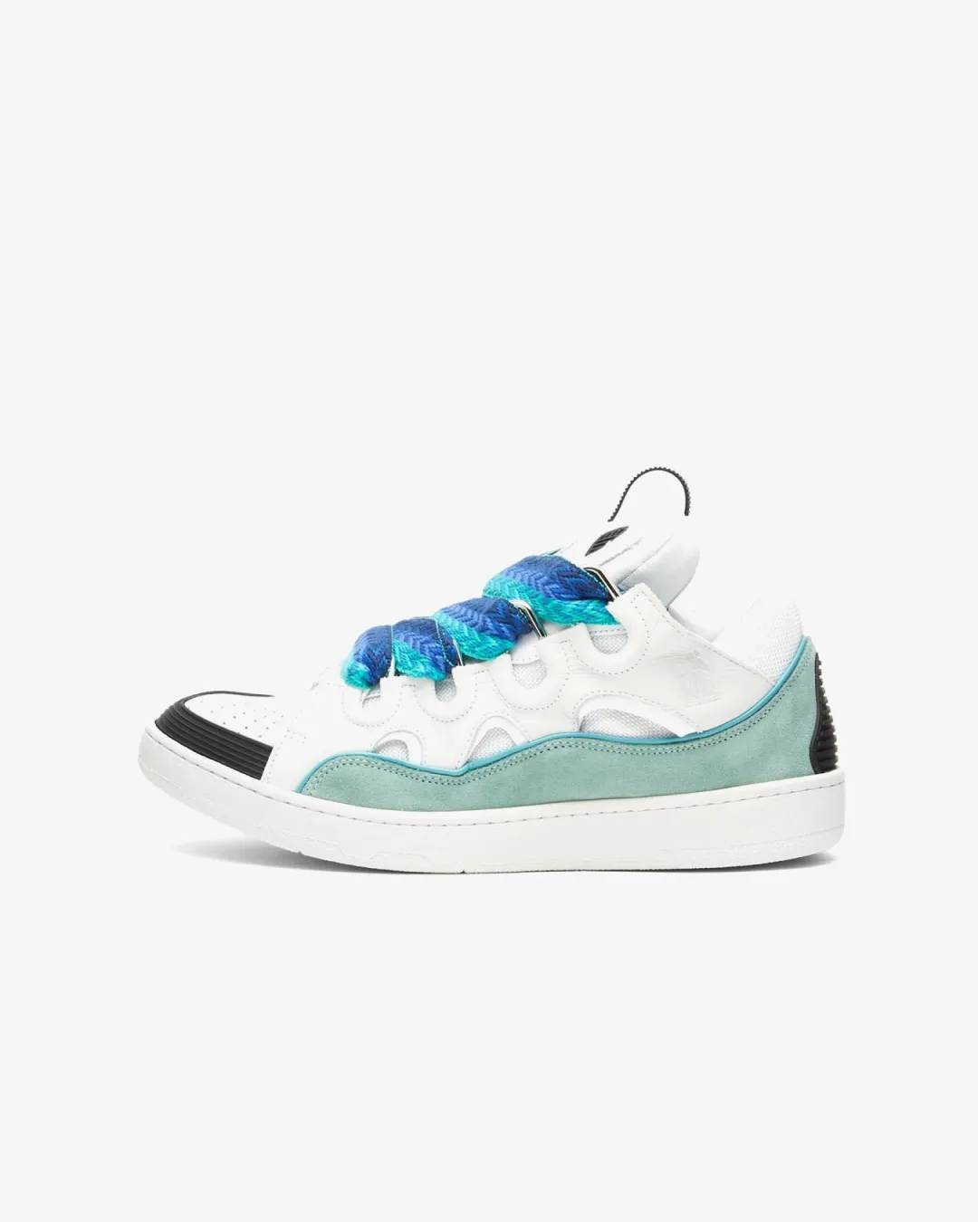 Lanvin Leather Curb 'White/Green' Suede Tennis Low-Top Sneakers Beach Vibe