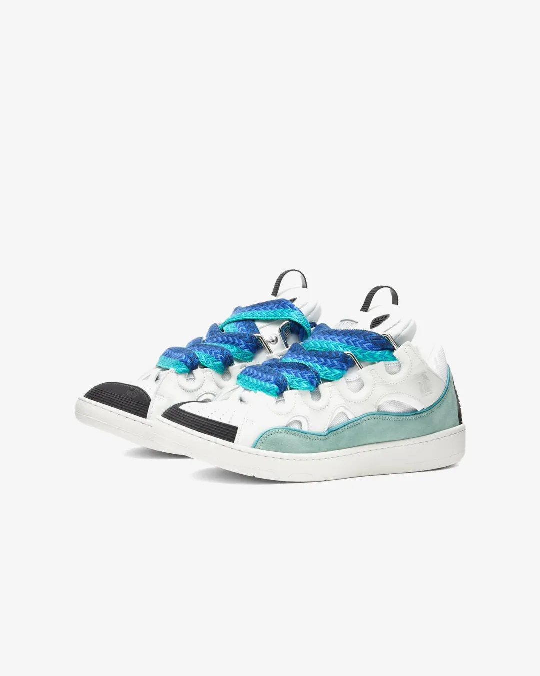 Lanvin Leather Curb 'White/Green' Suede Tennis Low-Top Sneakers padded - sole running gear