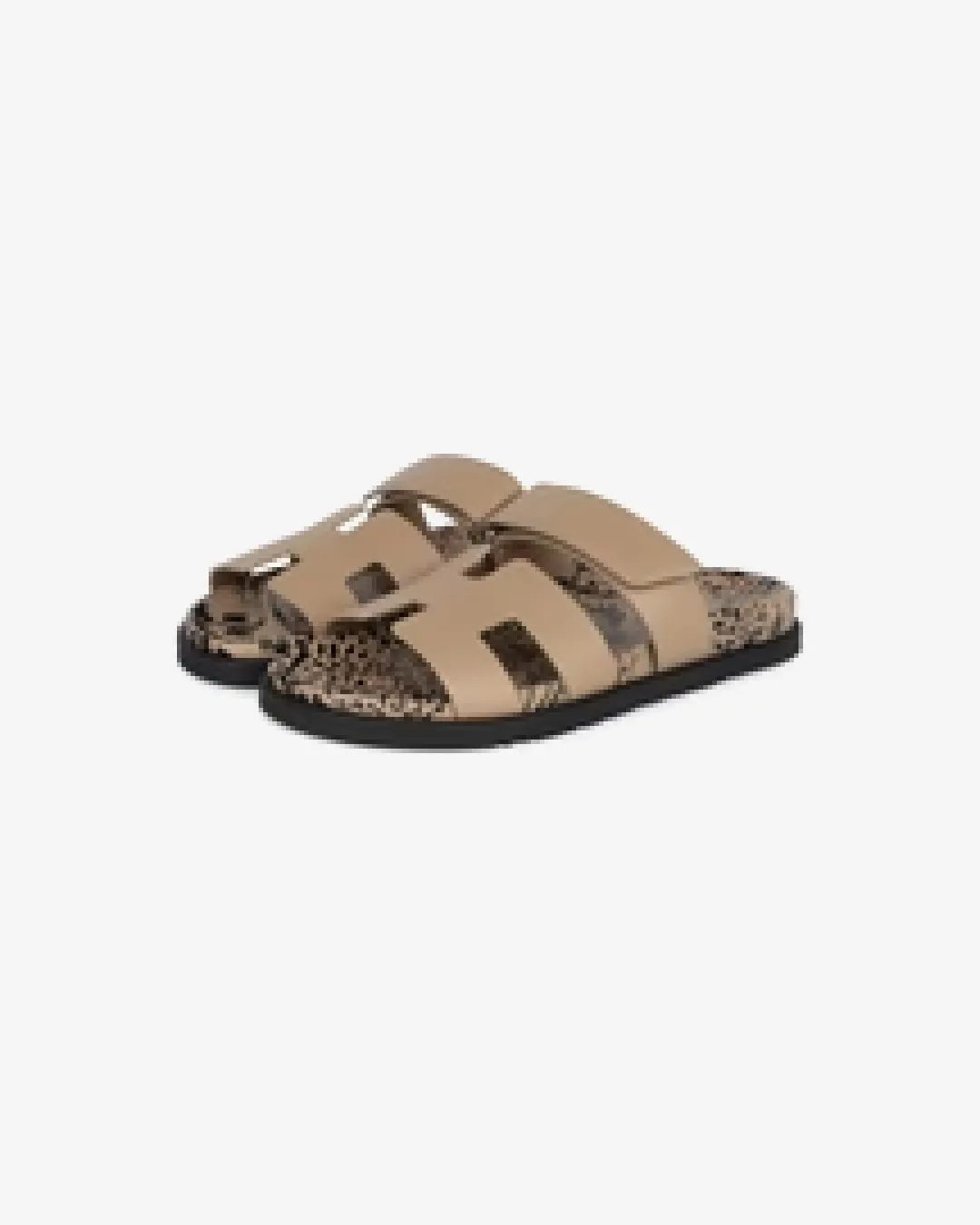 Lightweight Running Herm??s Chypre Techno Sandals Beige Argile Calfskin Palladium Hardware