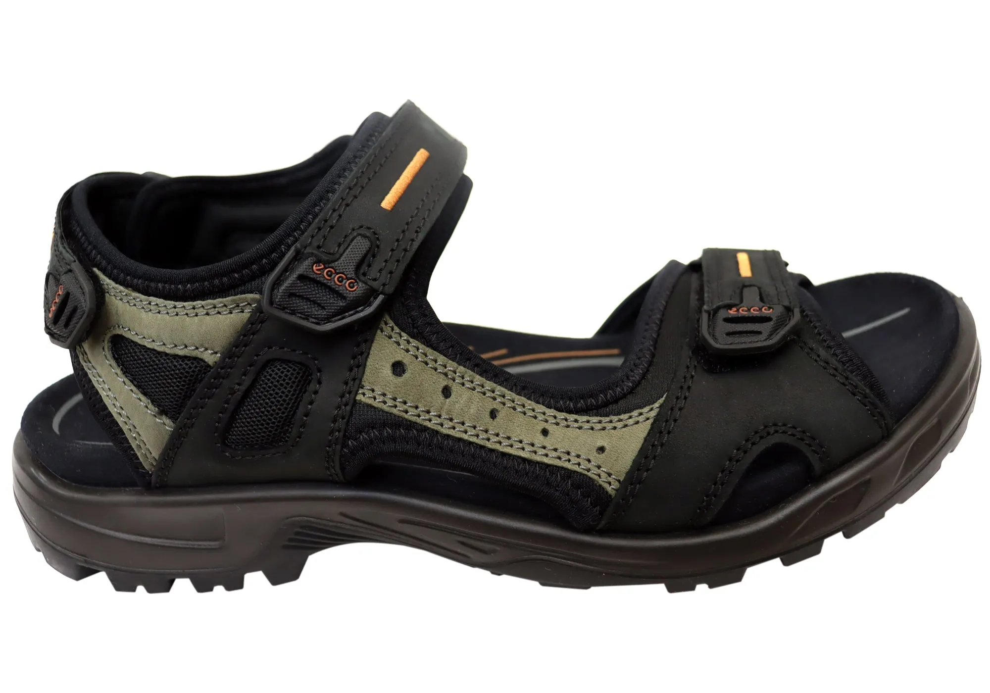 ECCO Mens Offroad Comfortable Leather Adjustable Sandals Elastic