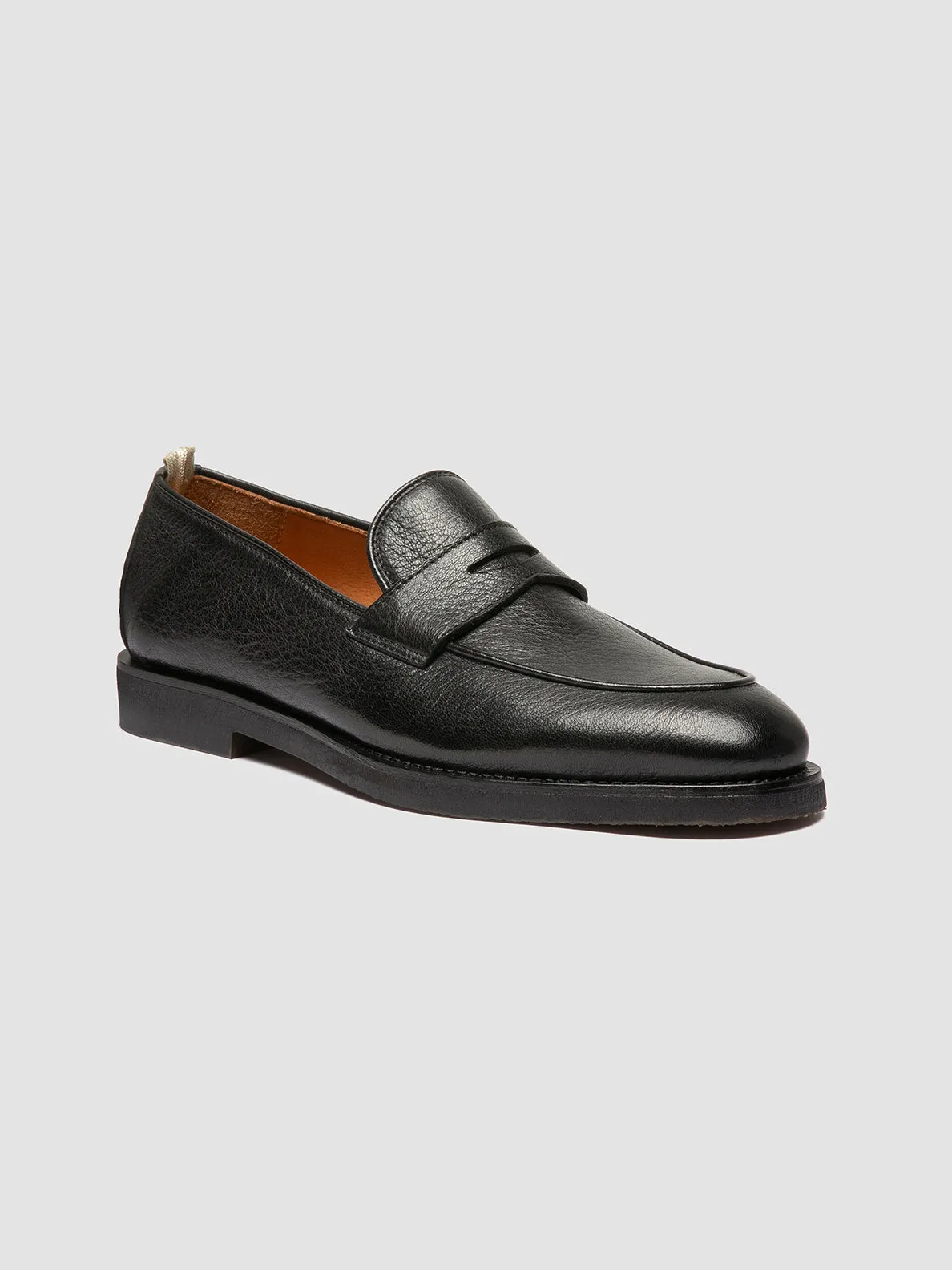 OPERA FLEXI 101 - Black Leather Penny Loafers Adjustable Laces