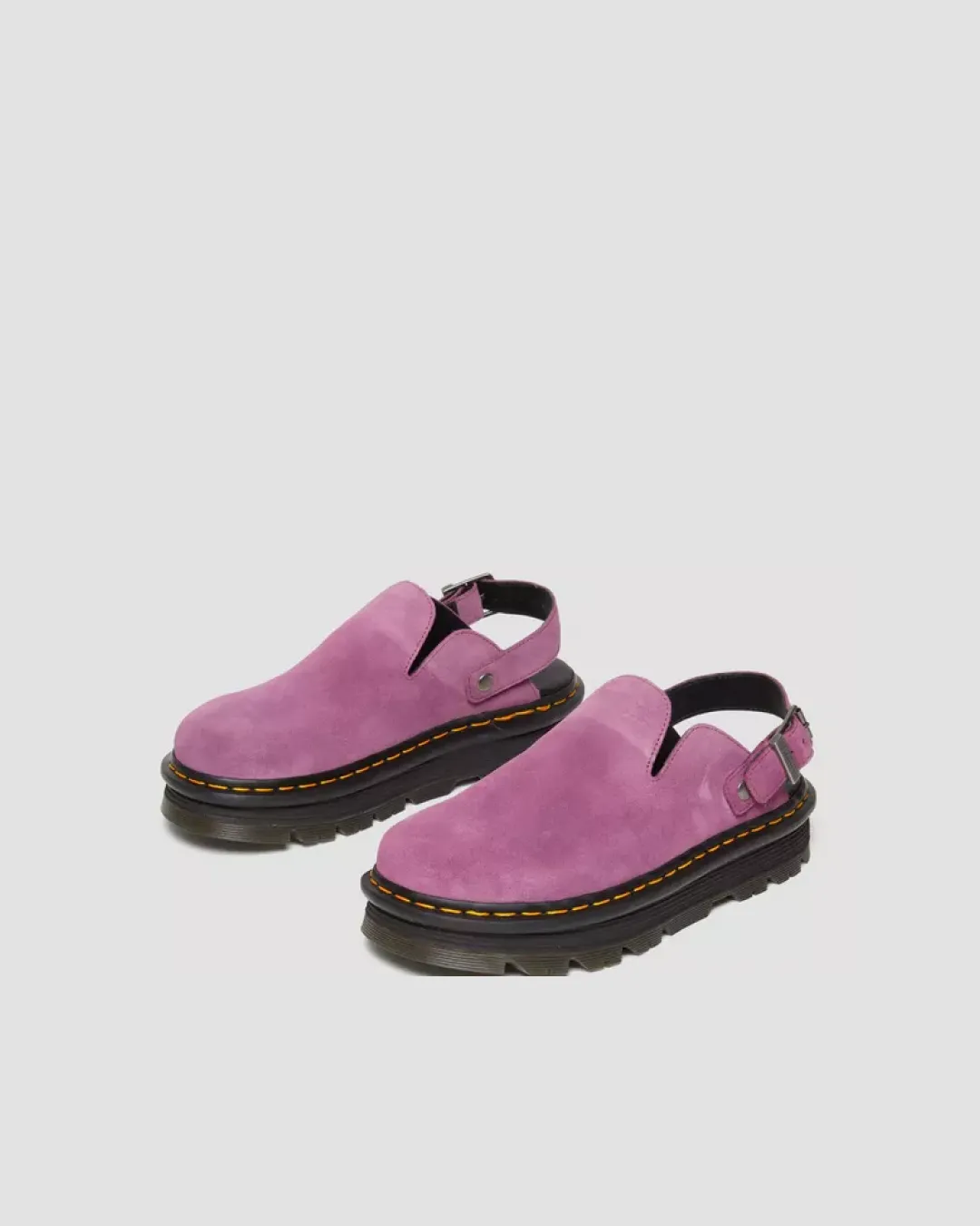 Dr Martens Zebzag Suede Casual Slingback Platform Mules in Pink Outdoor