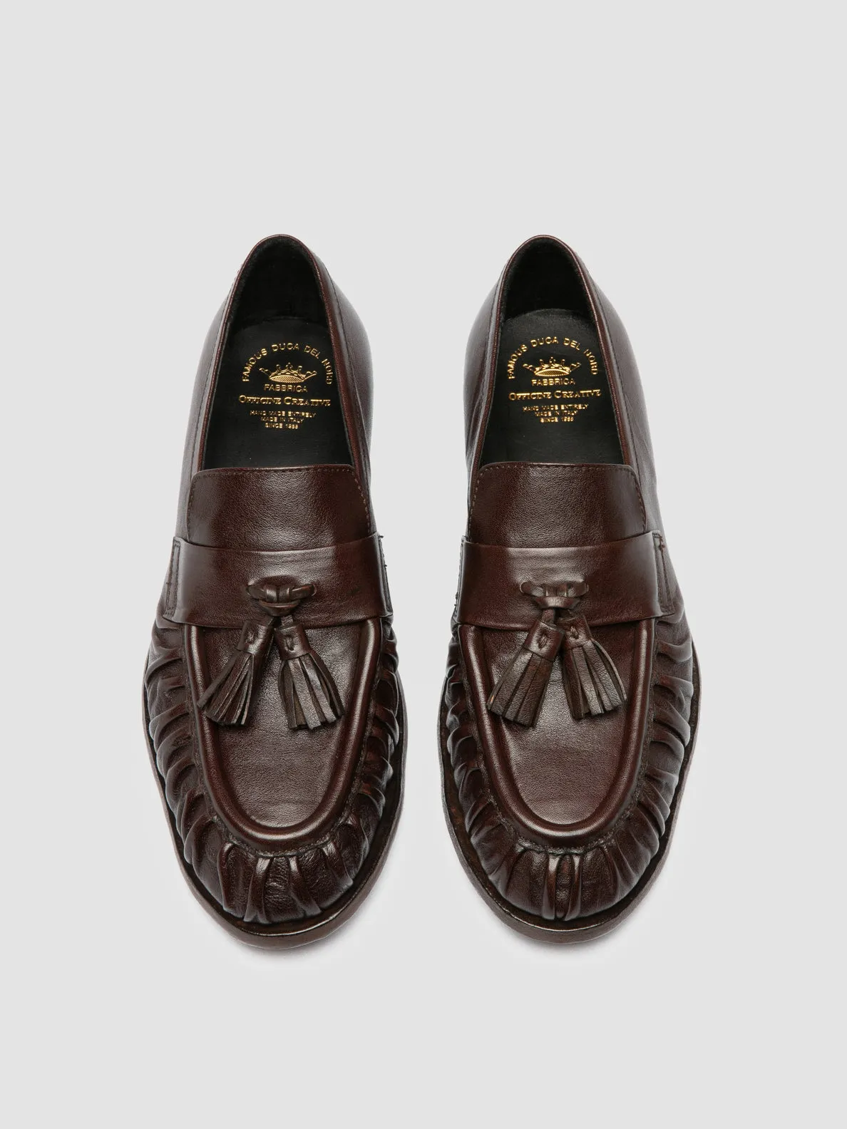 SOLITUDE 108 - Brown Leather Tassel Loafers Easy-to-Wear Shoes