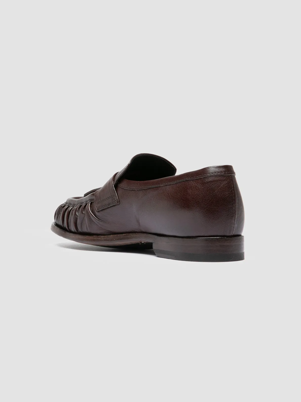 SOLITUDE 108 - Brown Leather Tassel Loafers Logo Bold Floral Pop