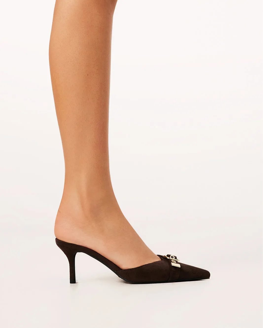 DAIJA - DARK CACAO SUEDE-GOLD Flexibility Comfortable Pumps