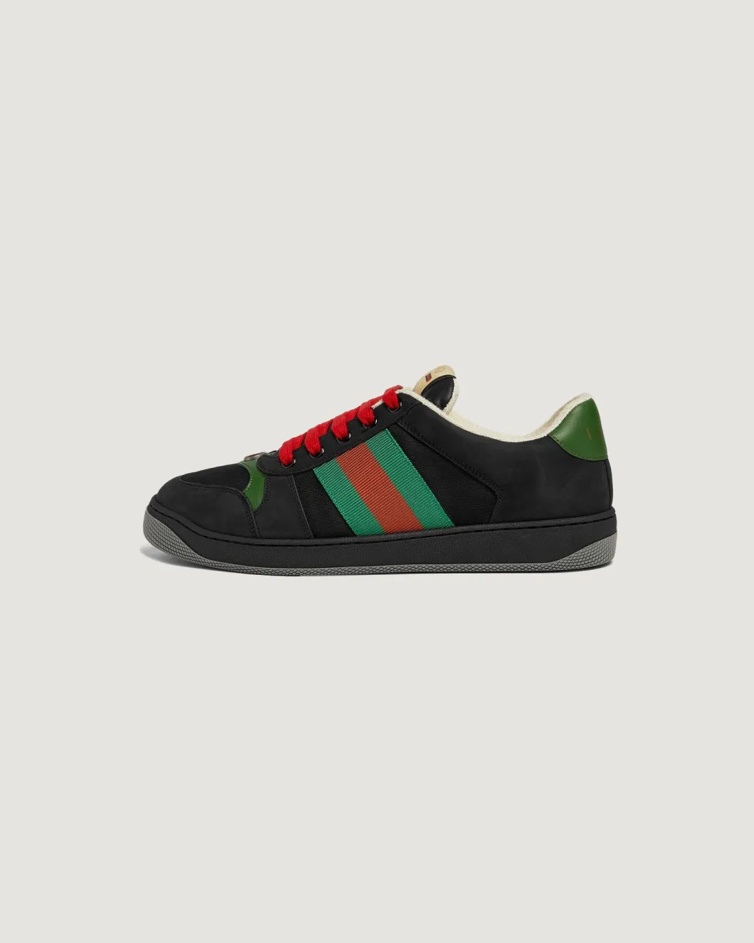 Ergonomic Design Gucci Screener Webbing-Trimmed 'Black' Leather, Suede and Canvas Sneakers