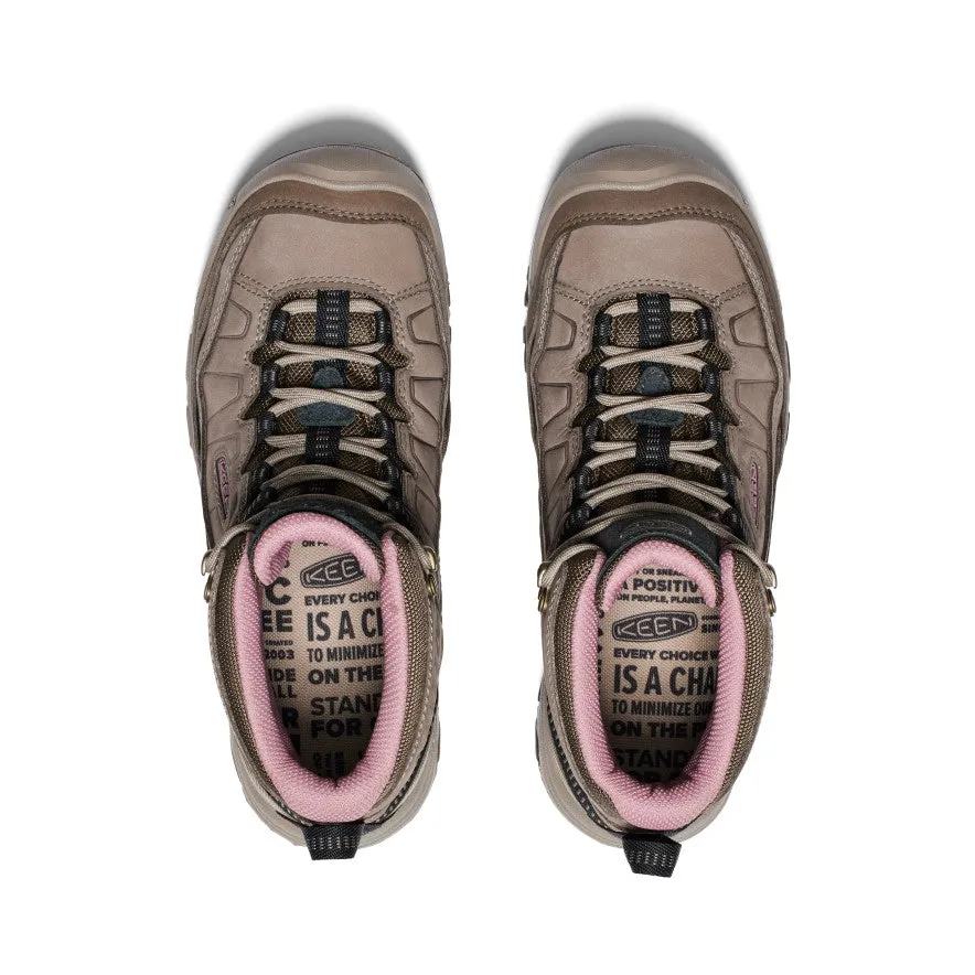 Women's Targhee IV Wide Waterproof Hiking Boot  |  Brindle/Nostalgia Rose Padded collar Campsite Ready