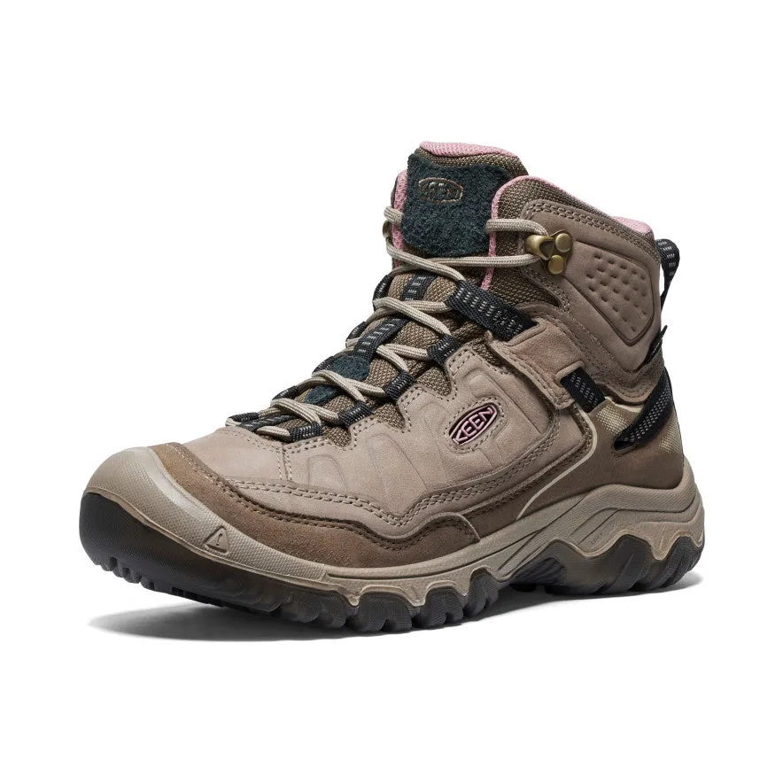 Women's Targhee IV Wide Waterproof Hiking Boot  |  Brindle/Nostalgia Rose Weather resistant