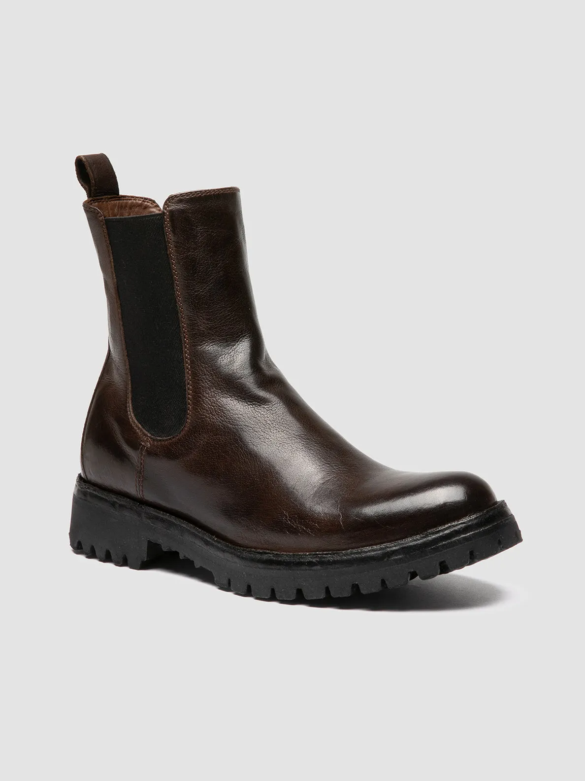 LORAINE 004 - Brown Leather Chelsea Boots Leaf Jog