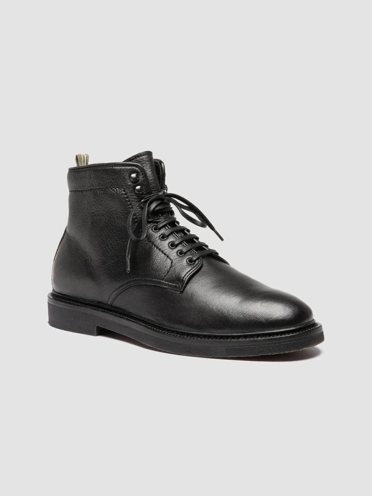 Strong Traction HOPKINS FLEXI 206 - Black Leather Lace-up Boots
