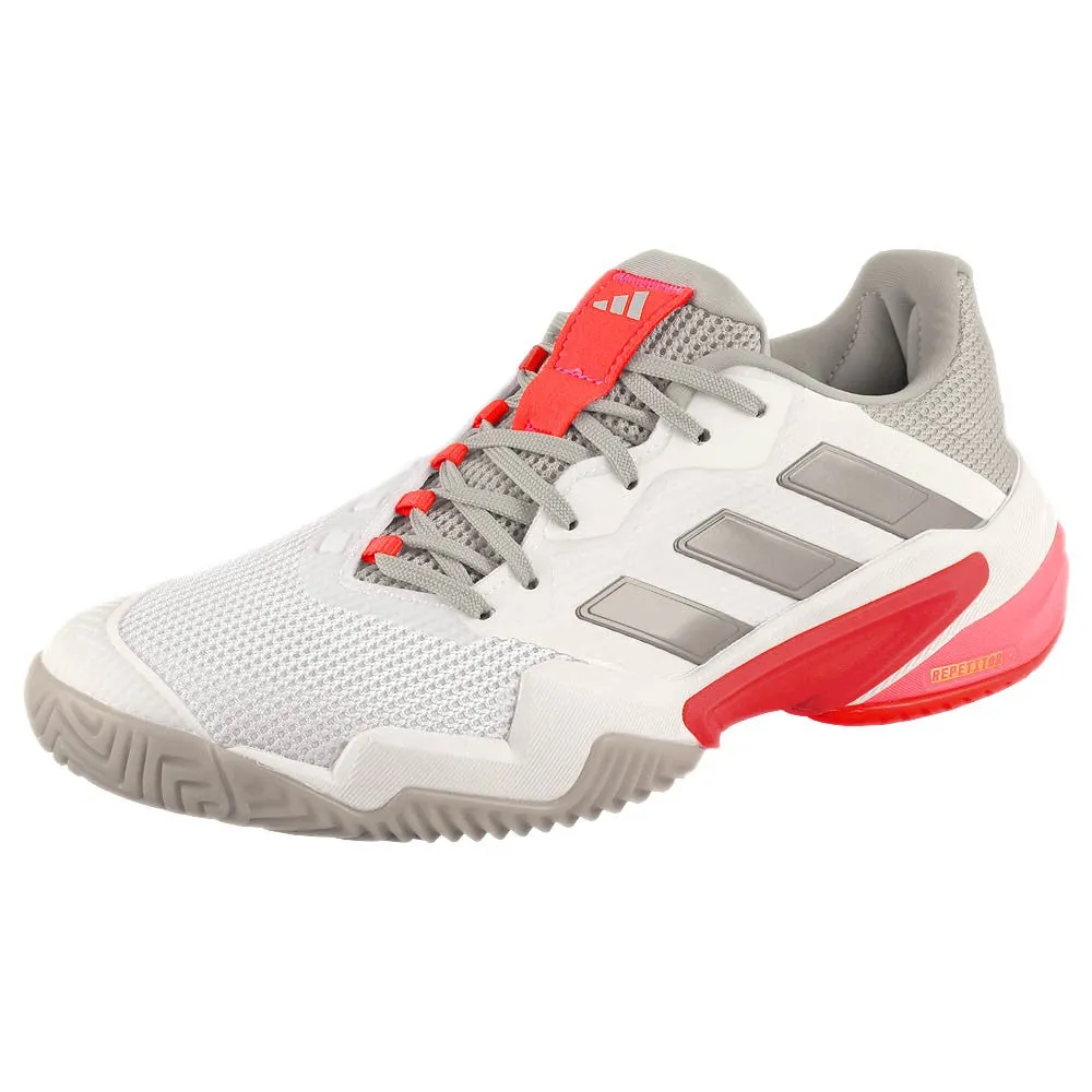 adidas Women's Barricade 13 - Cloud White/Lucid Red On Foot Premium Durability