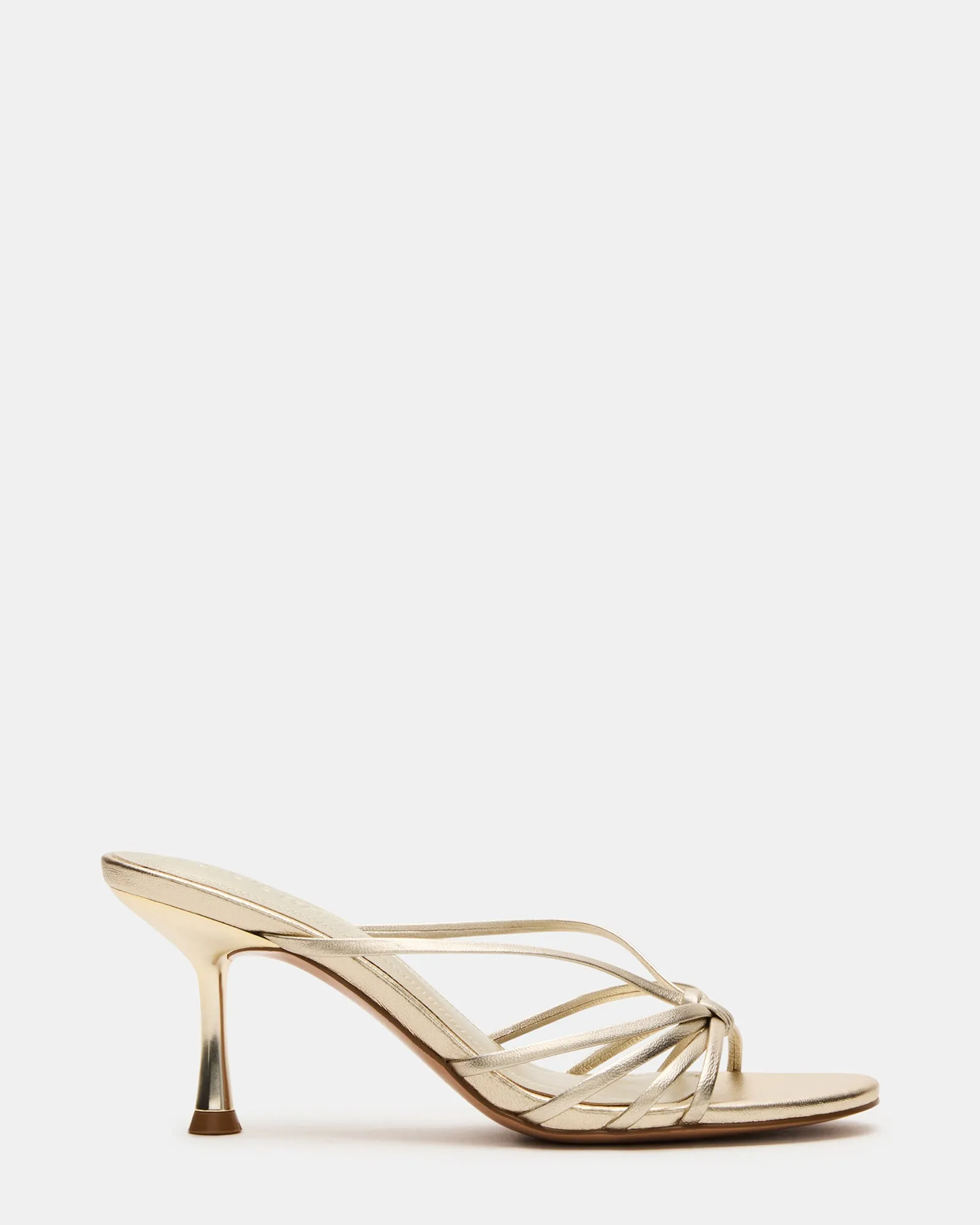 EDNA CHAMPAGNE LEATHER Bold Open Toe Heels
