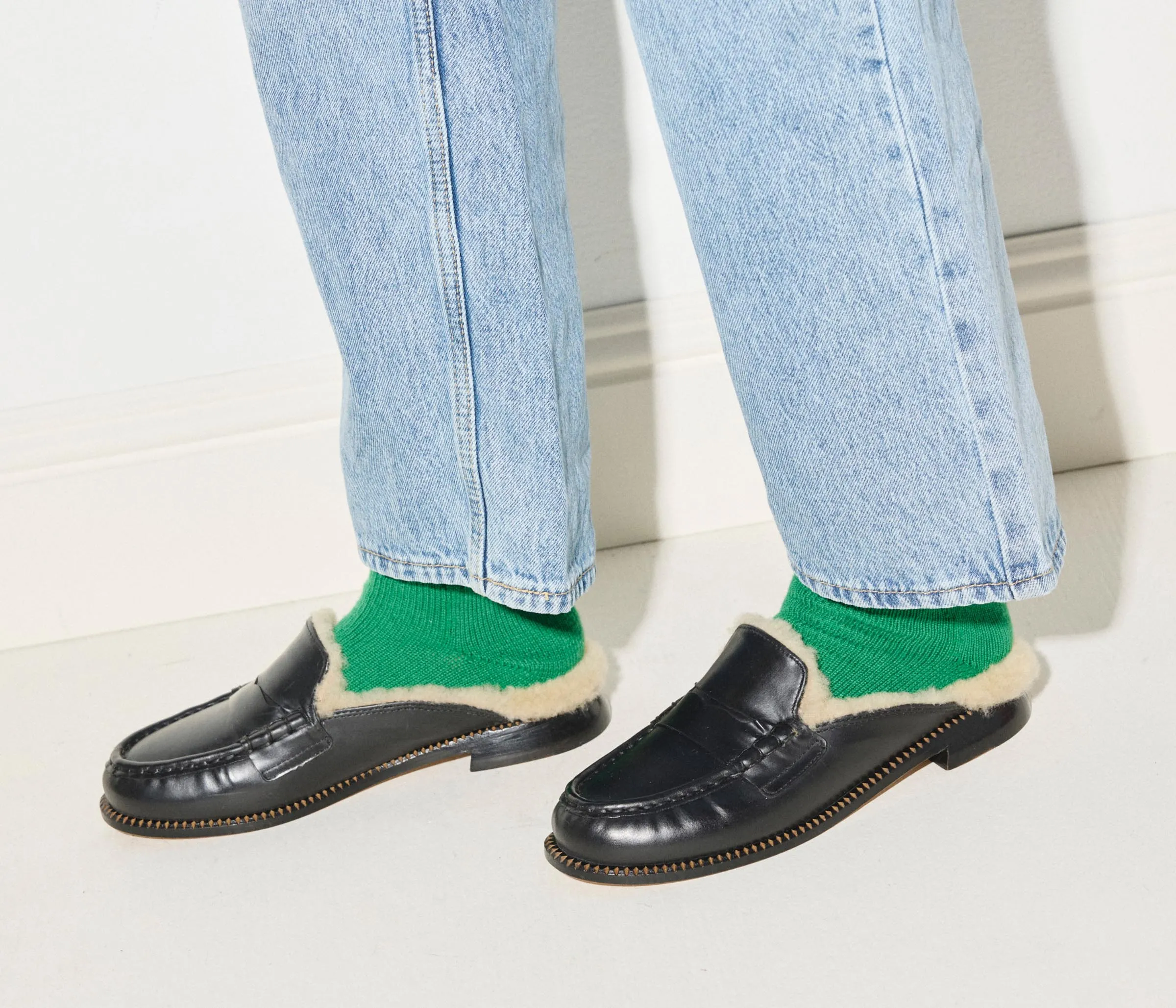 TEMI SHEARLING PENNY LOAFER MULE Quiet Lane Heel Clear