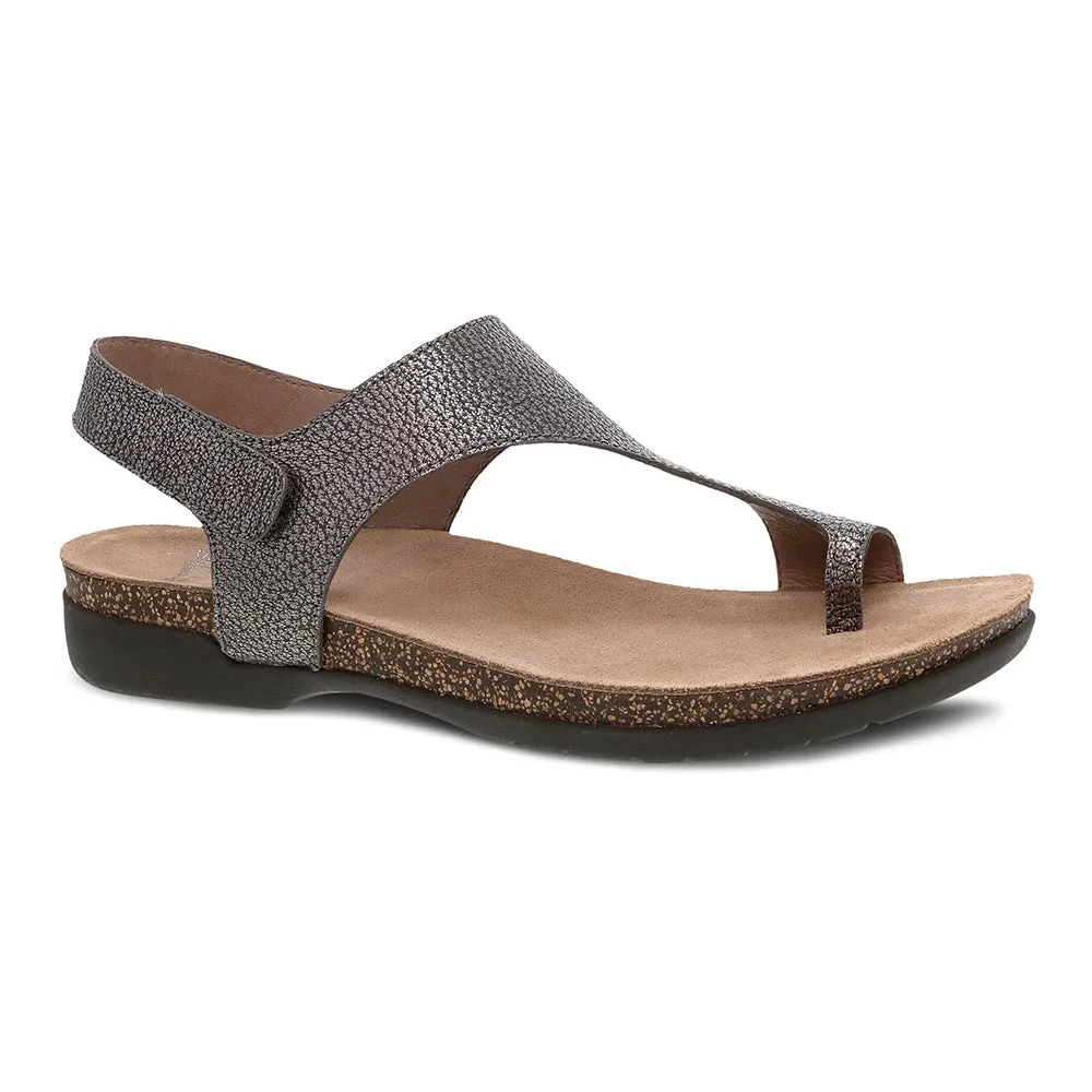 Reece T-Strap Slingback Sandal - Pewter Metallic Gym-Friendly