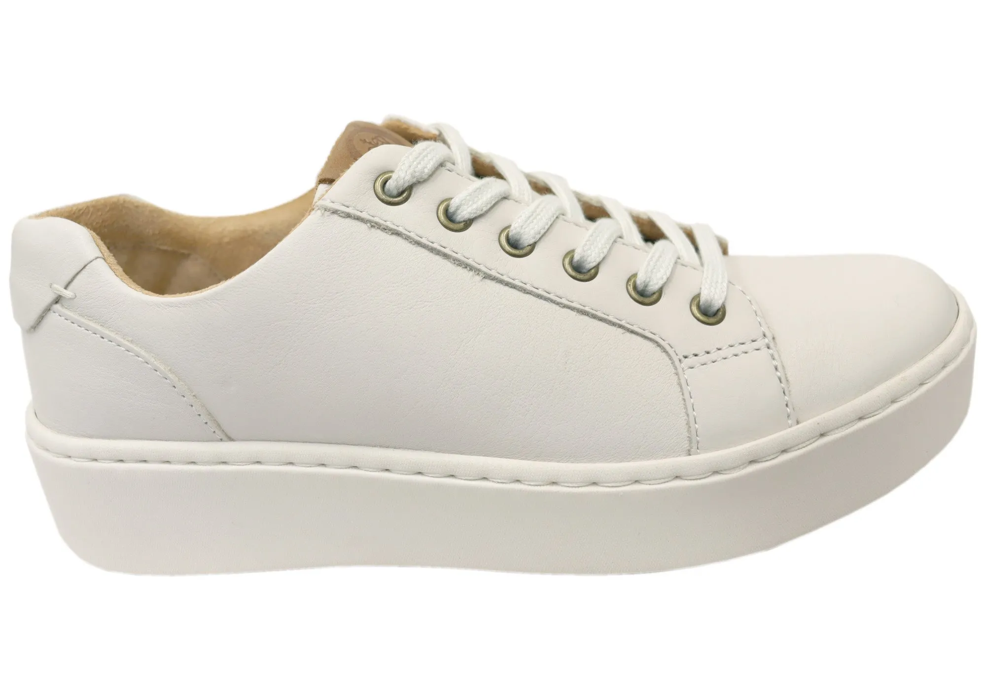 insulated Born Mira Womens Comfortable Leather Lace Up Sneakers