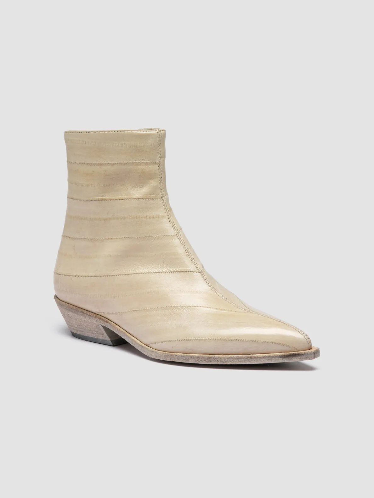 NOELIE DD 109 - Off White Leather Zipped Boots Fire Walk youth trend