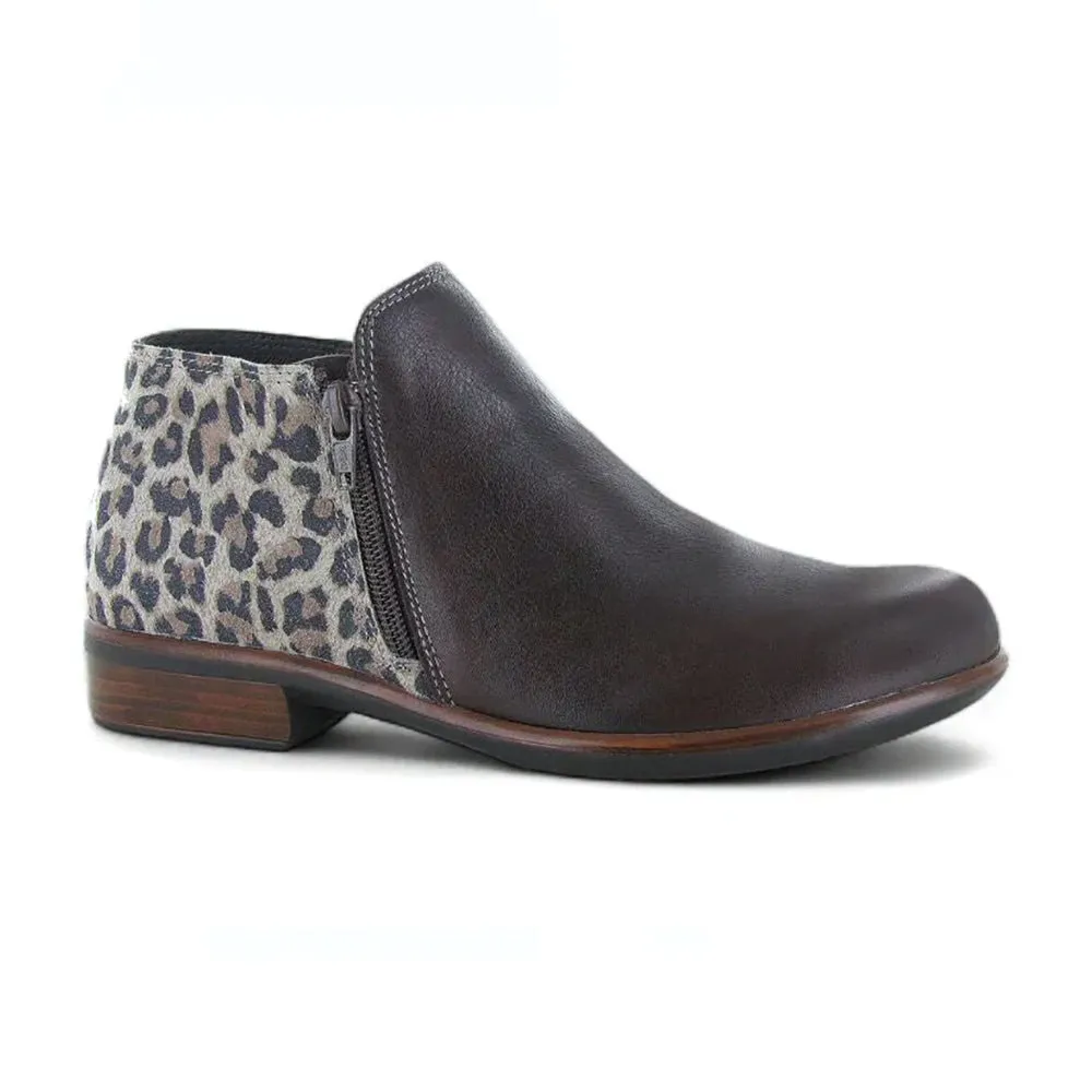 Durable Support Contoured Fit Helm Bootie (26030) - Cheetah Suede/Soft Brown Leather