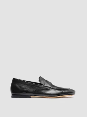 AIRTO 001 - Black Leather Penny Loafers Breathable fabric Contemporary Chic