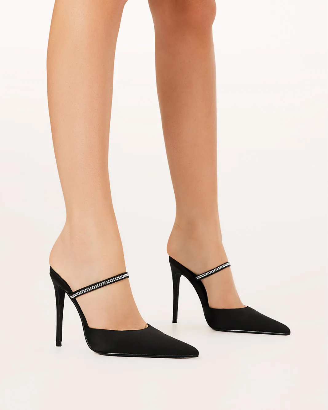 GIANELLA - BLACK SATIN Casual Heels for Work Boho Chic Heels