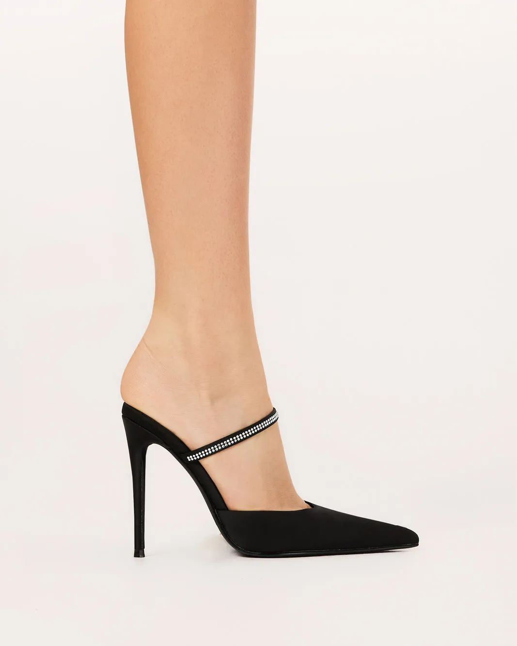 GIANELLA - BLACK SATIN Stretchable Fabric Boho Chic Heels