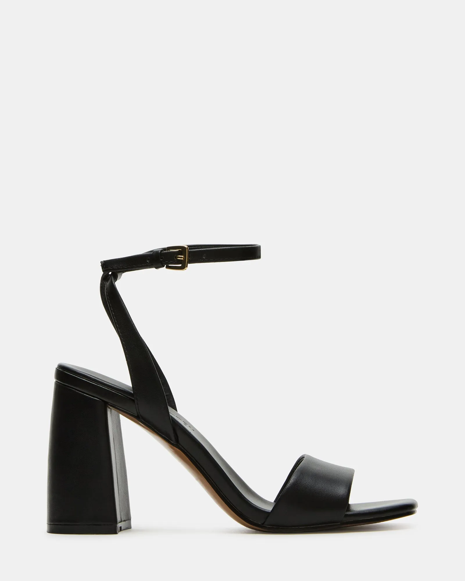 MESSA BLACK LEATHER Bejeweled Heels Adjustable Straps