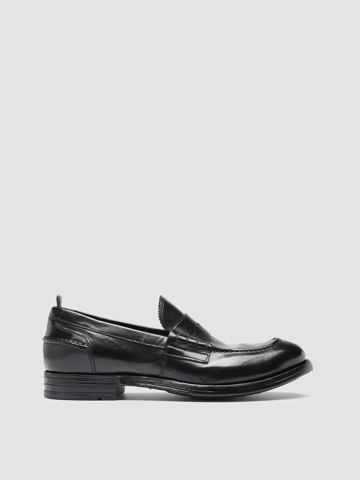BALANCE 011 - Black Leather Penny Loafers Comfort Fit