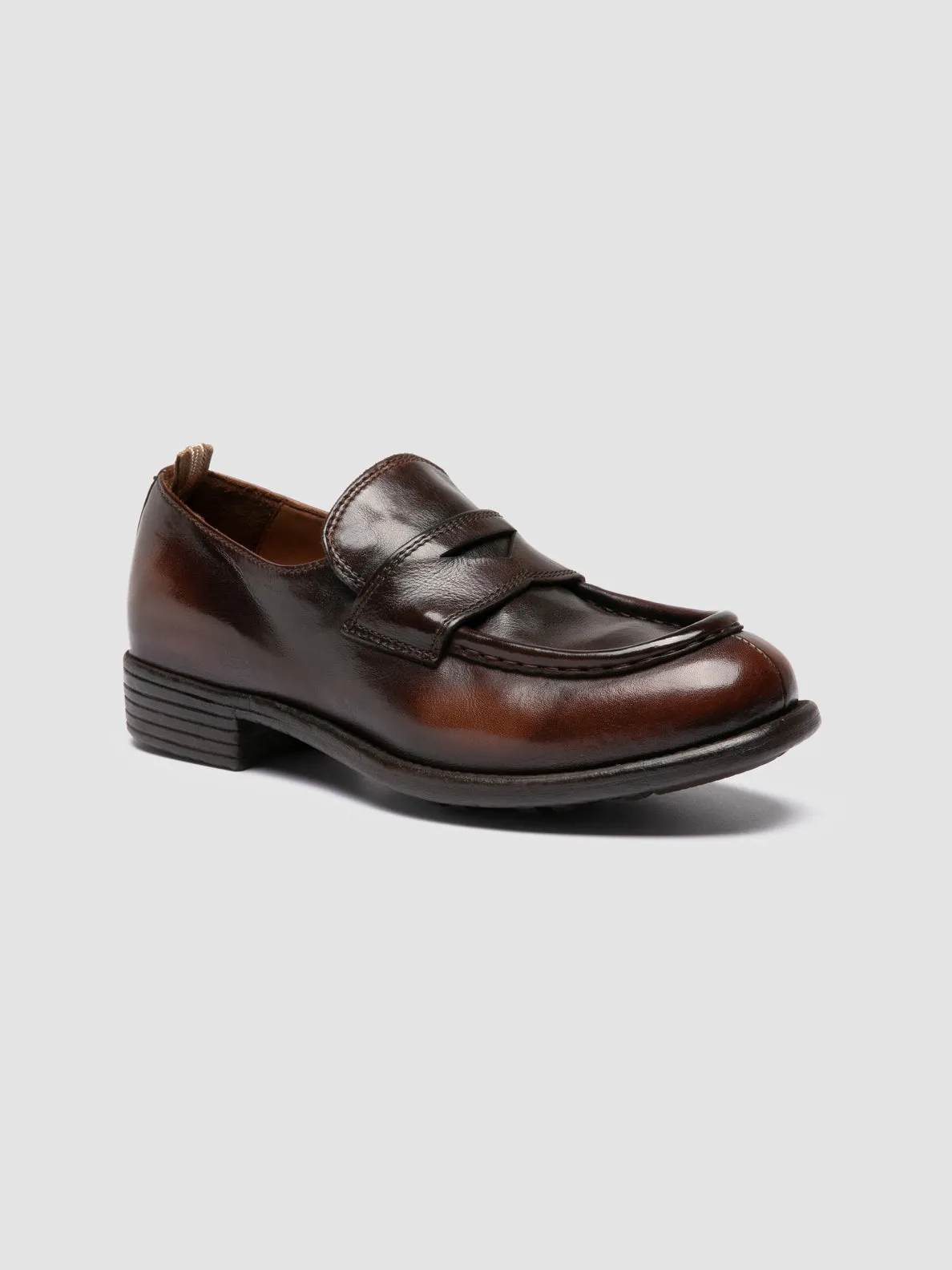 CALIXTE 020 - Brown Leather Penny Loafers Break Pace Festival Step