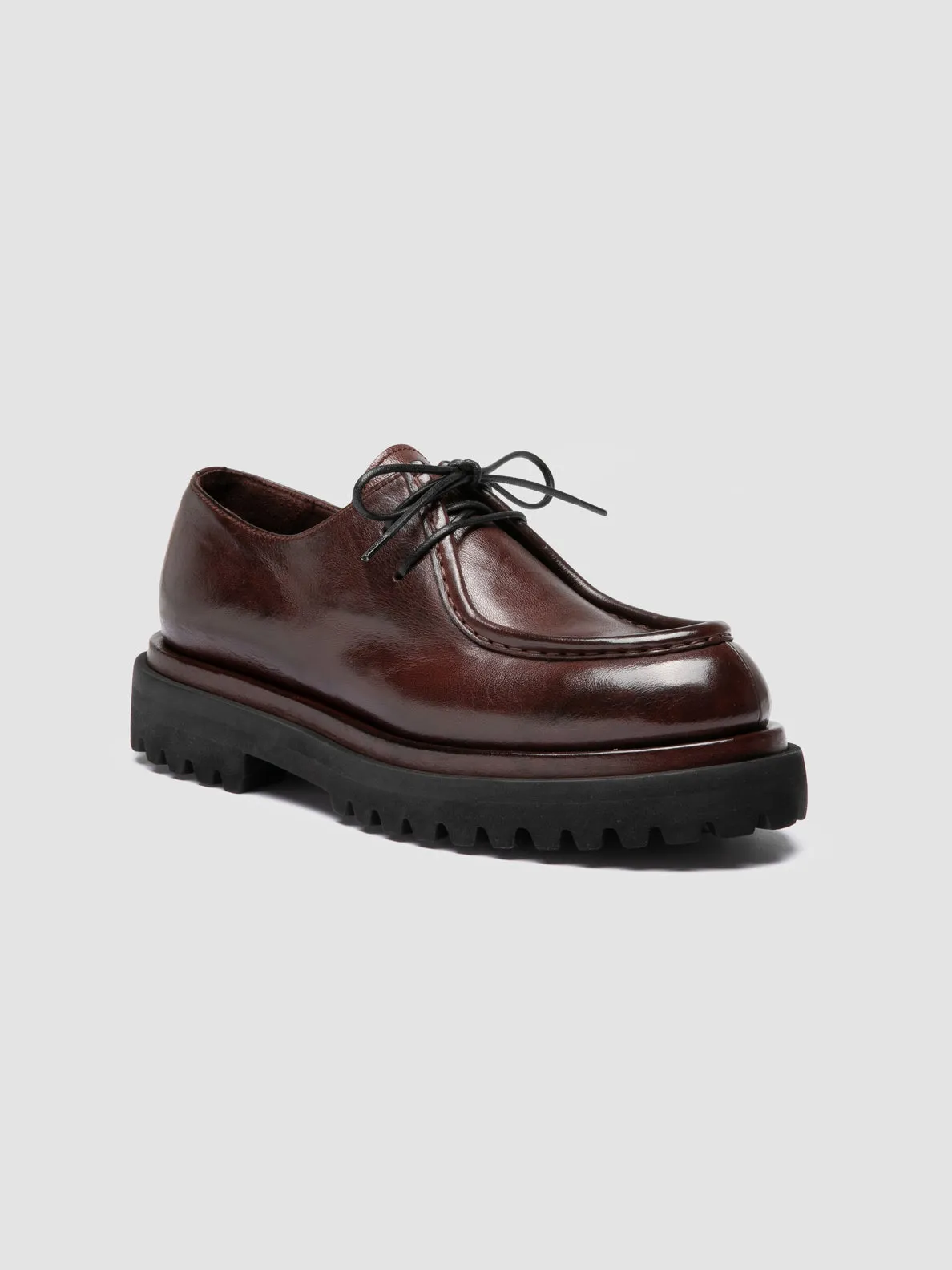 WISAL DD 125 - Burgundy Leather Derby Shoes Sharp Office Style Premium Modern Fit
