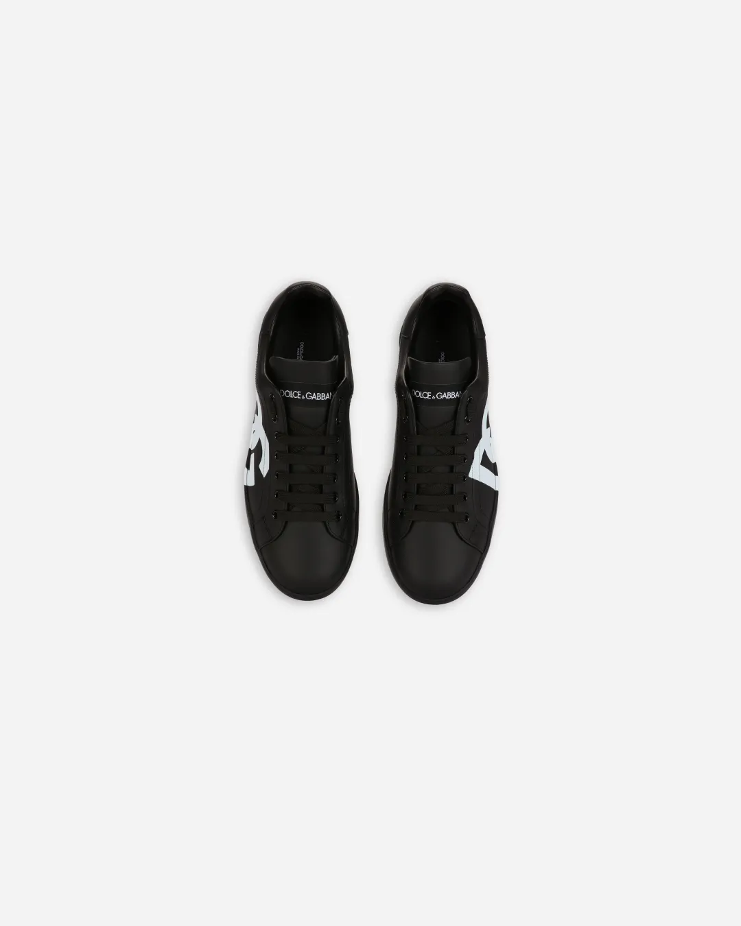 Comfort Ankle Shine Silver D&G Calfskin Portofino 'Black/White' sneakers