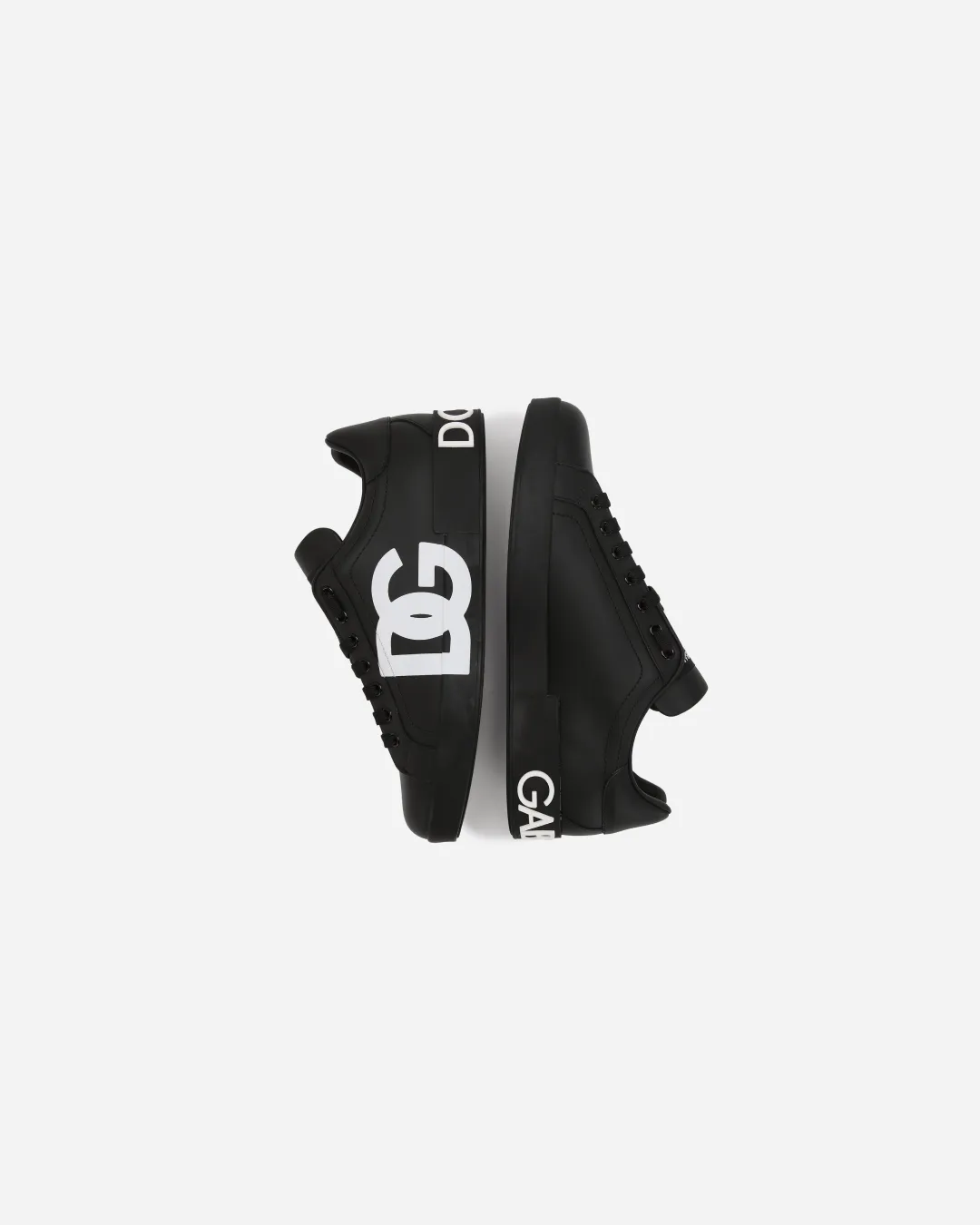 D&G Calfskin Portofino 'Black/White' sneakers Path Free
