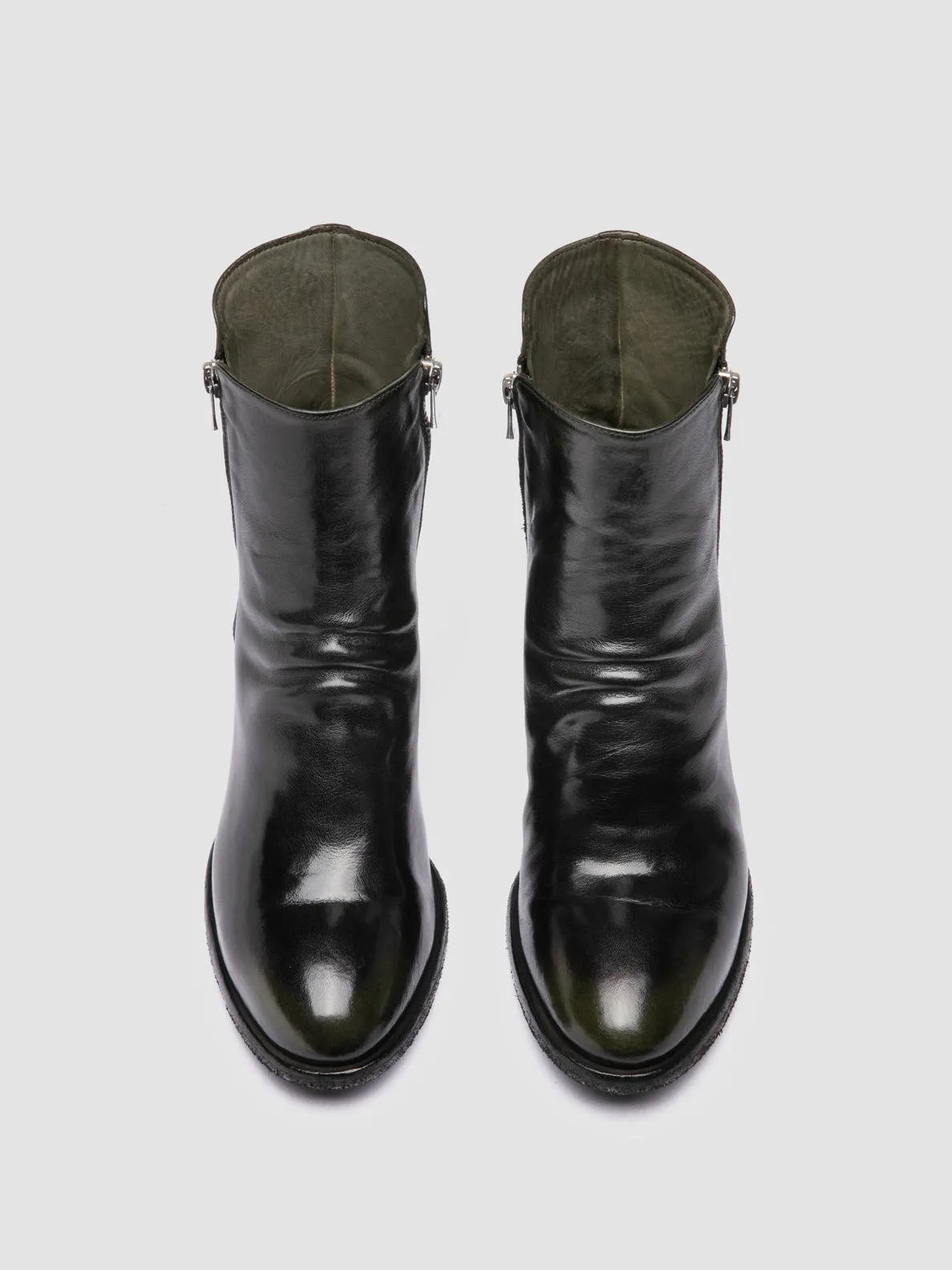 DENNER 103 - Green Leather Booties soft feel