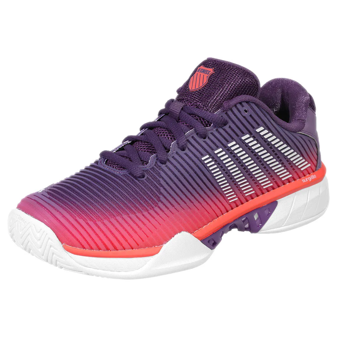 K-Swiss Women's Hypercourt Express 2 - Purple Plumeria/Hot Coral Metallic Trim Distinctive cushioning