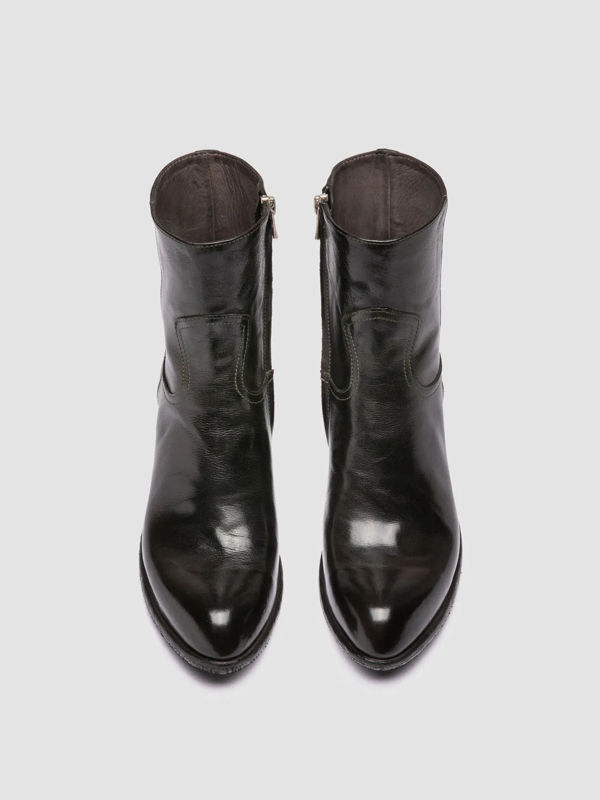 WADE 003 - Grey Leather Zipped Boots Work Pace