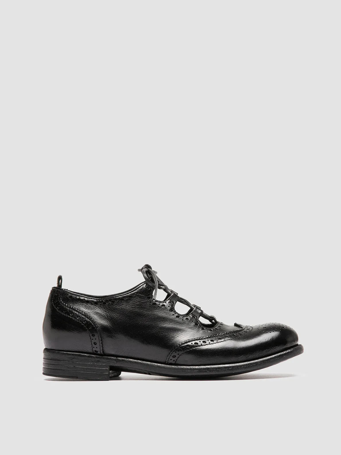 Run Meet Win Hike CALIXTE 079 - Black Leather Oxford Shoes